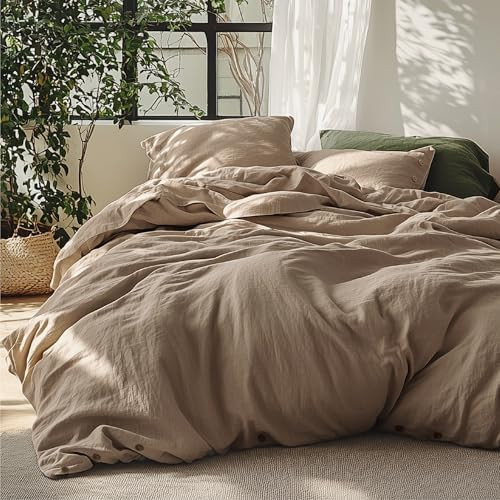 Bedsure Linen Duvet Cover King Size - Linen Cotton Blend Bedding Set, Soft & Cozy, 3 Pieces, 1 Du... | Amazon (US)