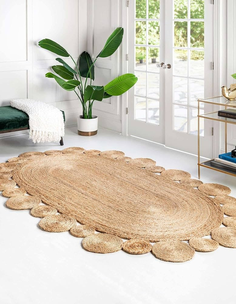 Unique Loom Braided Jute Collection Area Rug - Gauri (2' x 3' 1" Oval, Natural) | Amazon (US)