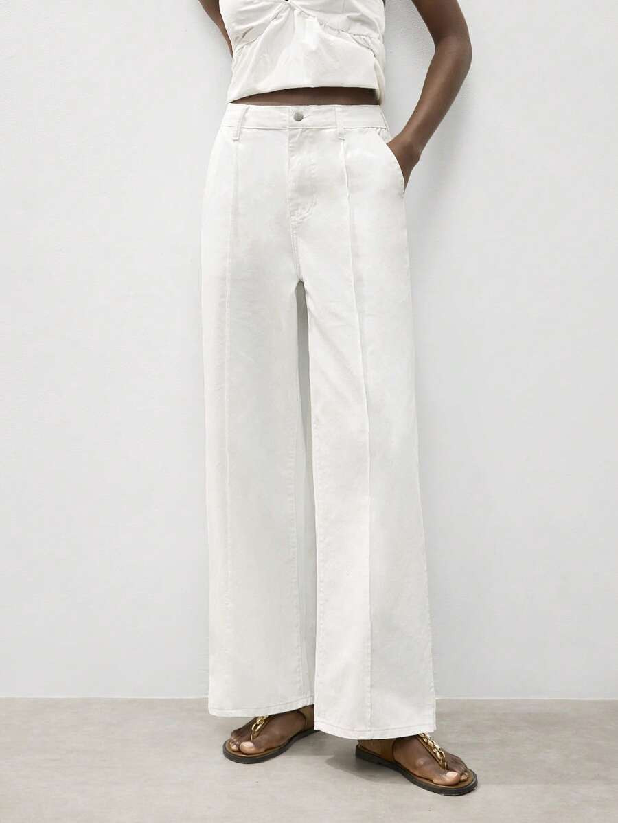 Maija Women's Casual Versatile Commuting Solid Color Straight Leg Jeans | SHEIN