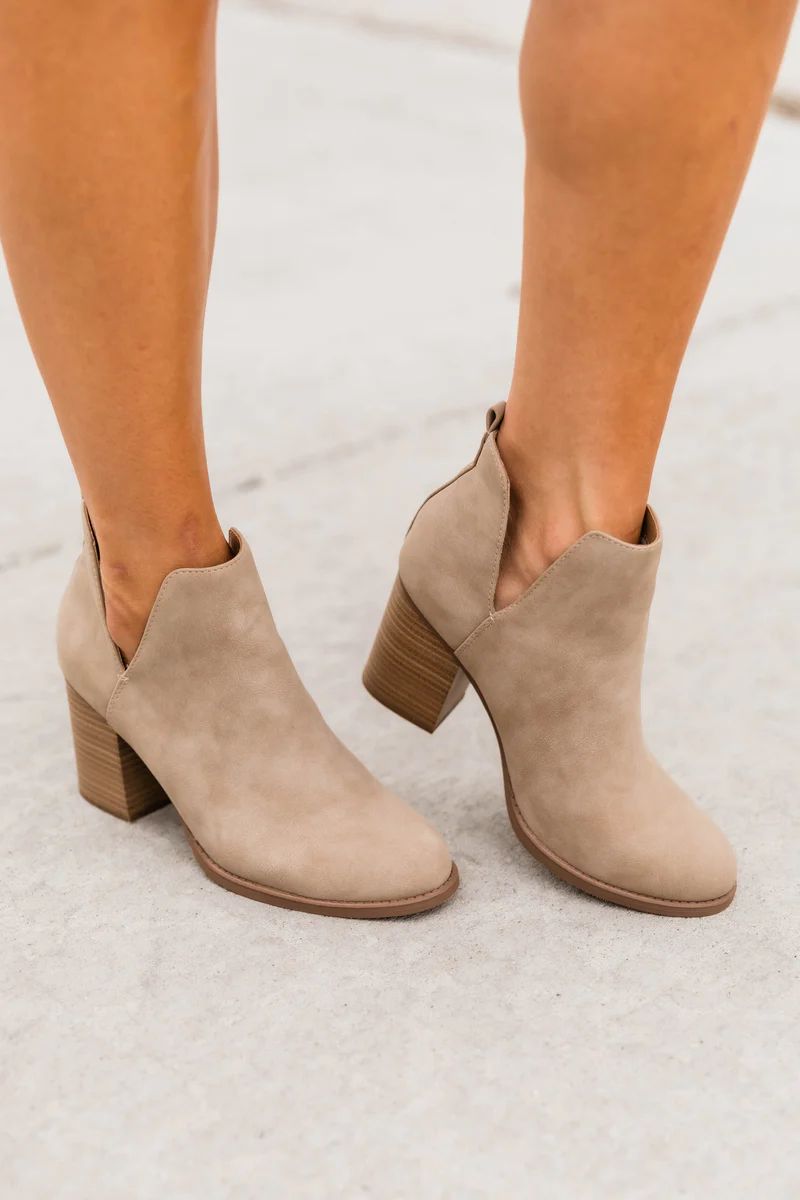 Luna Taupe Booties | The Pink Lily Boutique