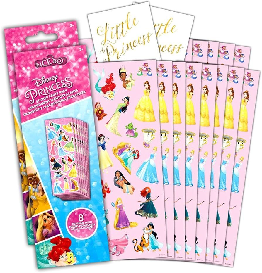 Disney Princess Stickers Party Favor Pack ~ 280+ Princess Stickers, 16 Party Favor Sheets | Amazon (US)