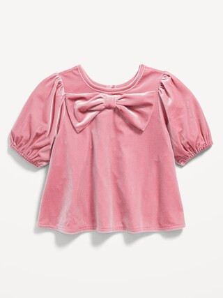 Velvet Puff-Sleeve Bow-Tie Top for Toddler Girls | Old Navy (US)