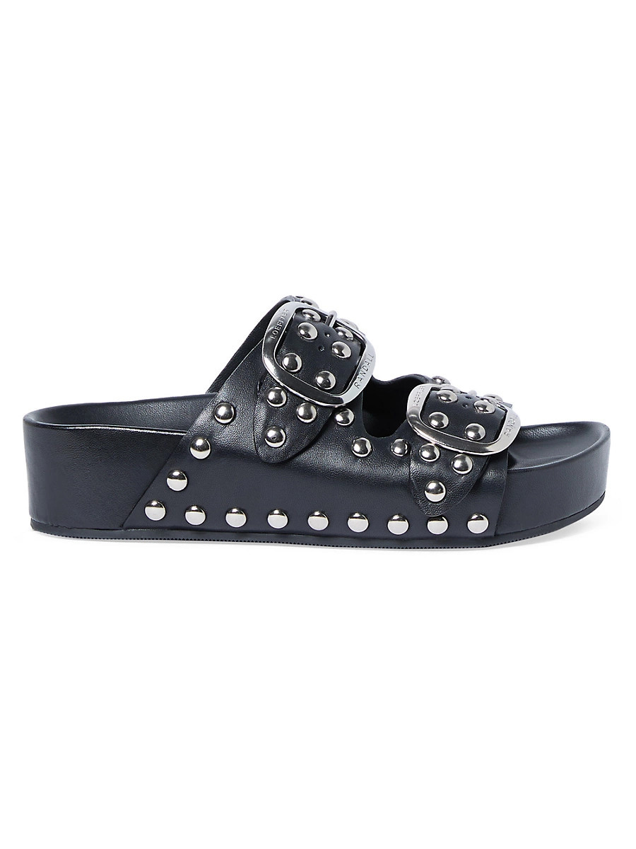 Women's Jack Leather Sandals - Black Silver - Size 8.5 | Saks Fifth Avenue