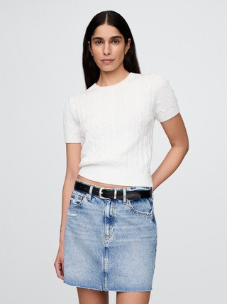 100% Cotton Cropped Cable-Knit Sweater | Gap (US)