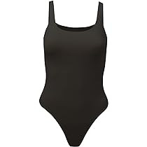 Almere Low Back Contour Tank High Cut Thong Bodysuit, No Snap, Women's Bodysuit, No Bra Needed, B... | Amazon (US)