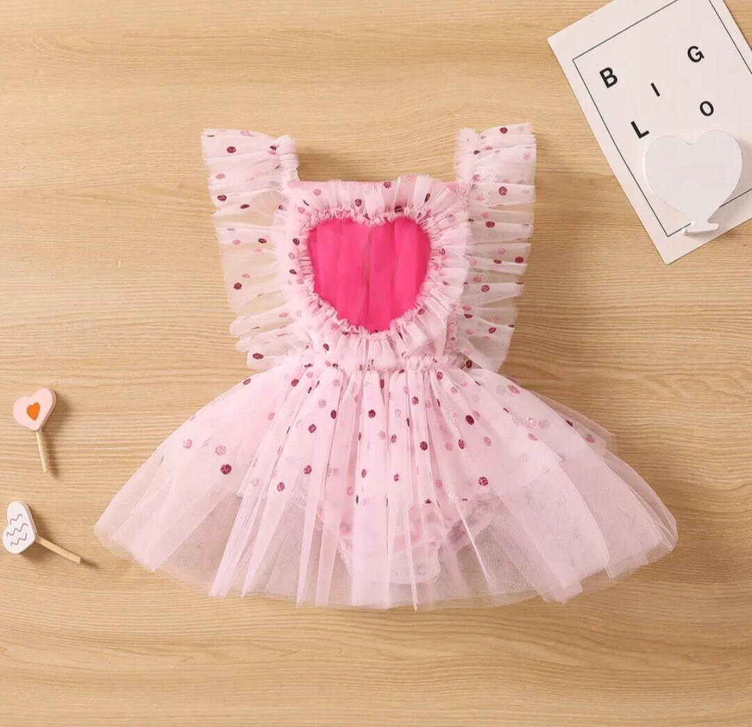 0-24M Valentine's Day Newborn Infant Baby Girl Romper Lace Tulle Tutu Party Birthday Toddler Prin... | Etsy (US)