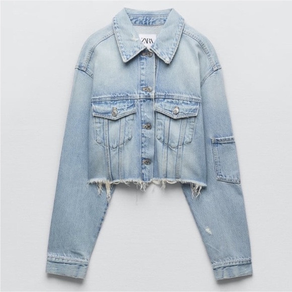 ZARA TRF Crop Denim Jacket Womens M | Poshmark