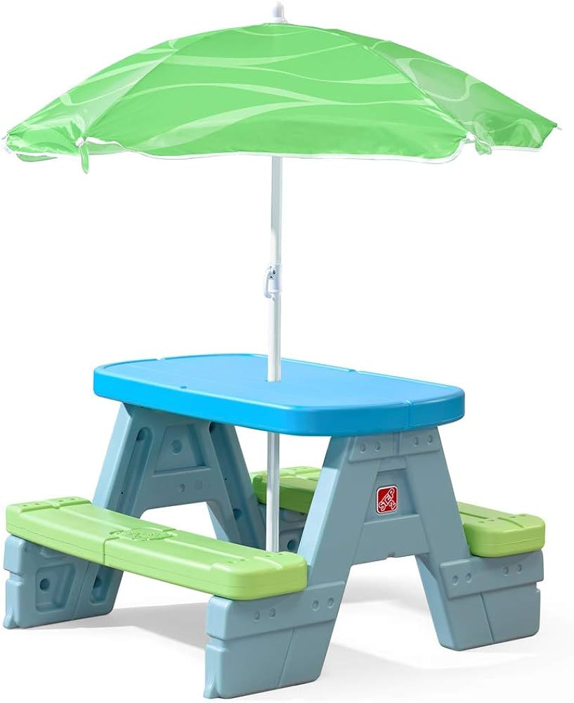 Step2 Sun & Shade Kids Picnic Table with Removable Umbrella – Indoor/Outdoor Kids Picnic Table ... | Amazon (US)