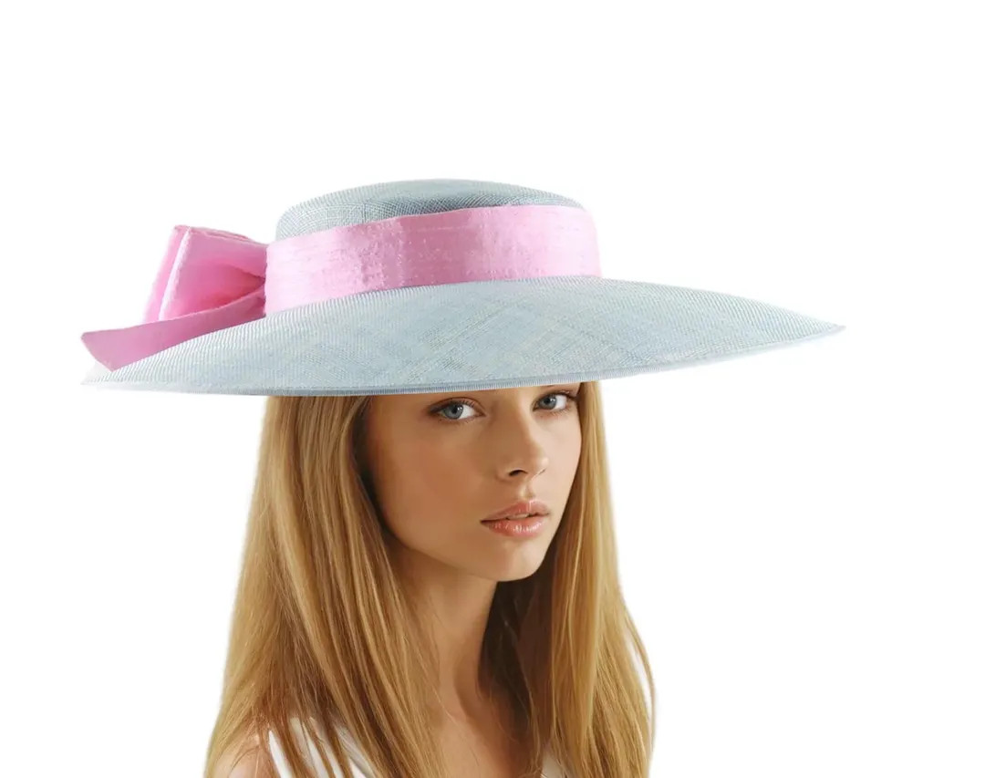 Baby Blue Candy Pink Statement Bow Fascinator Hatinator Cartwheel Boater Hat Kentucky Derby Ascot... | Etsy (US)