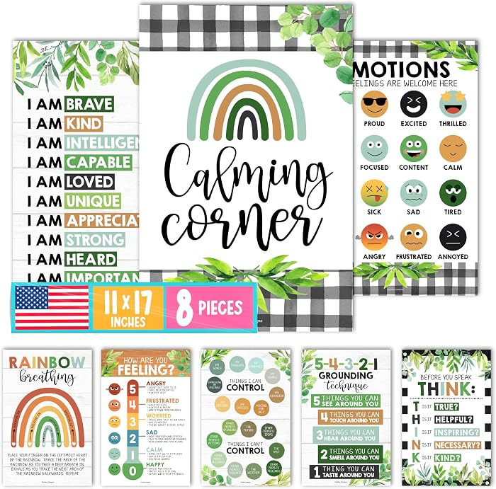 8 Calming Corner Classroom Must Haves, Coping & Feelings Poster for Kids | Amazon (US)