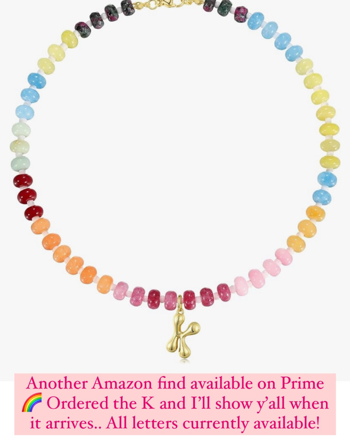 Colorful beaded necklace / beaded initial necklace / rainbow beaded necklace 

#LTKFindsUnder50
