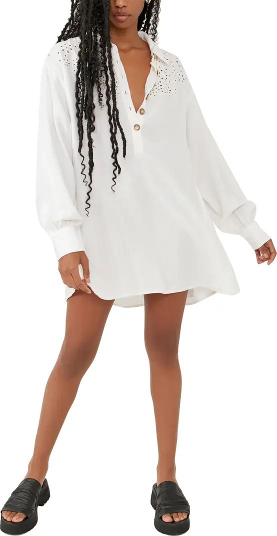 Vera Eyelet Embroidered Long Sleeve Shirtdress | Nordstrom