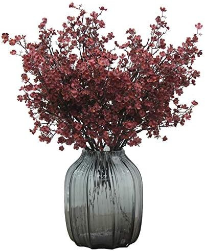 JAKY-Global Babys Breath Silk Artificial Flowers Burgundy 6 Bundle Fall Stems Fake Plants Decor W... | Amazon (US)