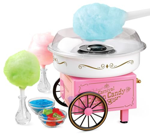 Nostalgia Vintage Cotton Candy Machine - Countertop Cotton Candy Maker With 2 Reusable Cones & 1 Sugar Scoop - Use Hard Candy or Sugar to Create Fluffy, Delicious Treats in Minutes-Pink | Amazon (US)