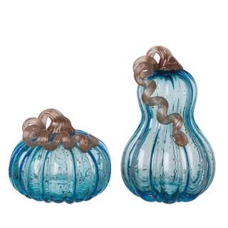 Glitzhome® Blue Glass Pumpkin Set | Michaels Stores