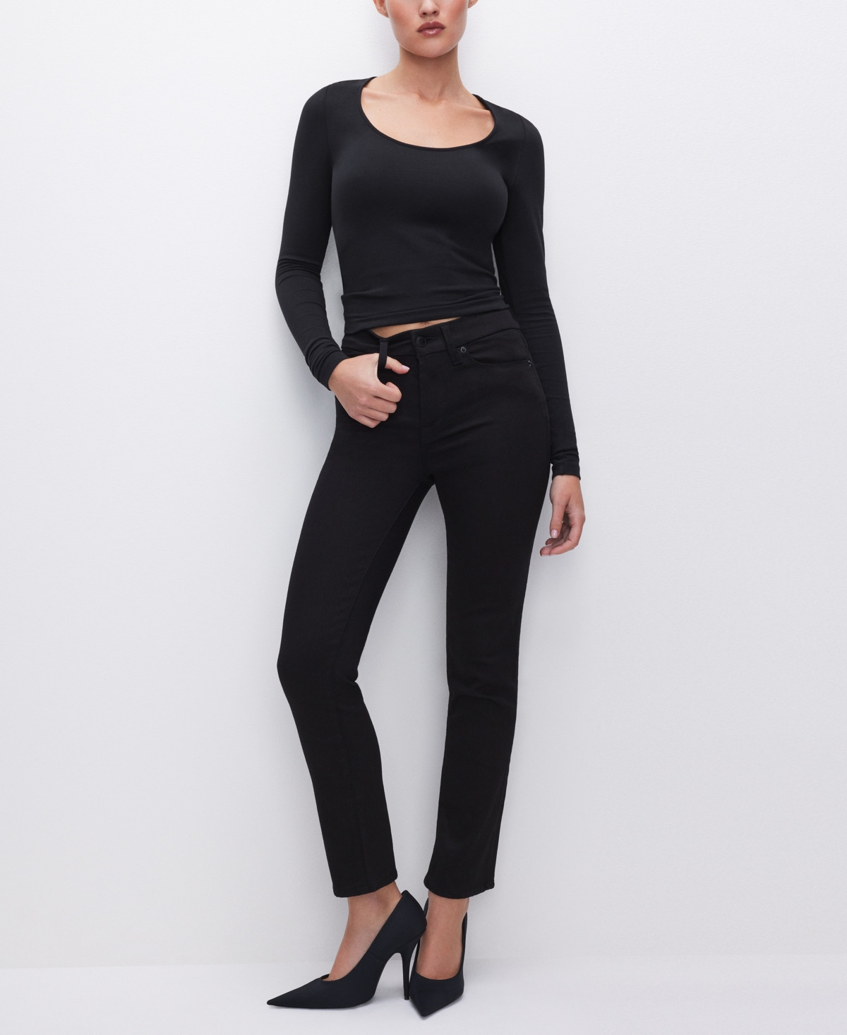 Good American Women's Never Fades Good Legs Mid-Rise Straight-Leg Jeans, Regular & Plus Size - Ma... | Macy's