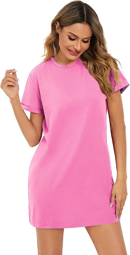 Milumia Women Casual Short T Shirt Dress Short Sleeve Straight Mini Tee Shirt Dress | Amazon (US)