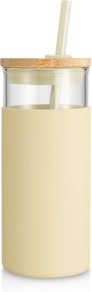 Tronco 20 oz Glass Tumbler Glass Water Bottle Straw Silicone Protective Sleeve Bamboo Lid - BPA F... | Amazon (US)