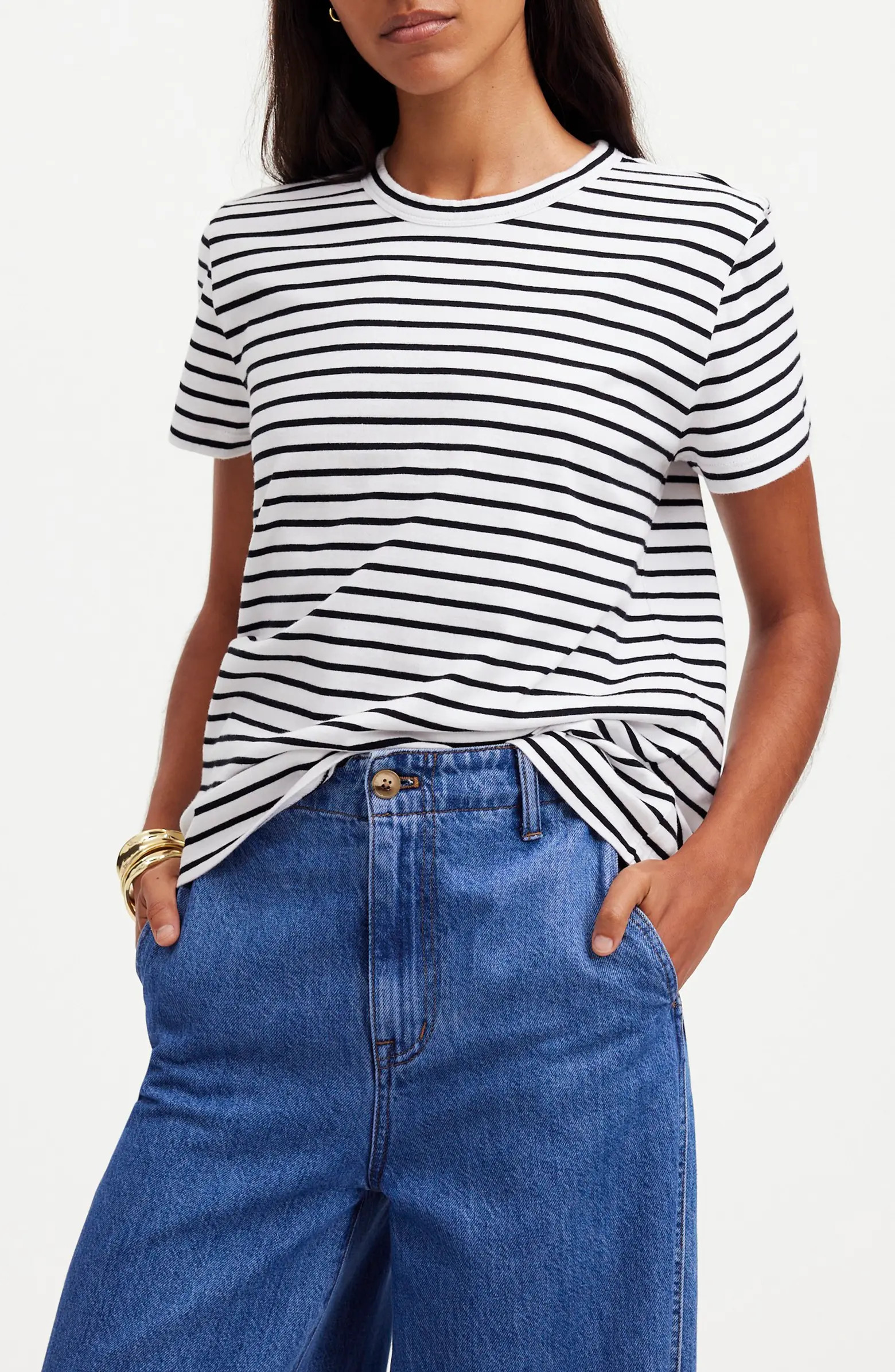 Madewell Stripe Perfect Cotton Crewneck Top | Nordstrom | Nordstrom