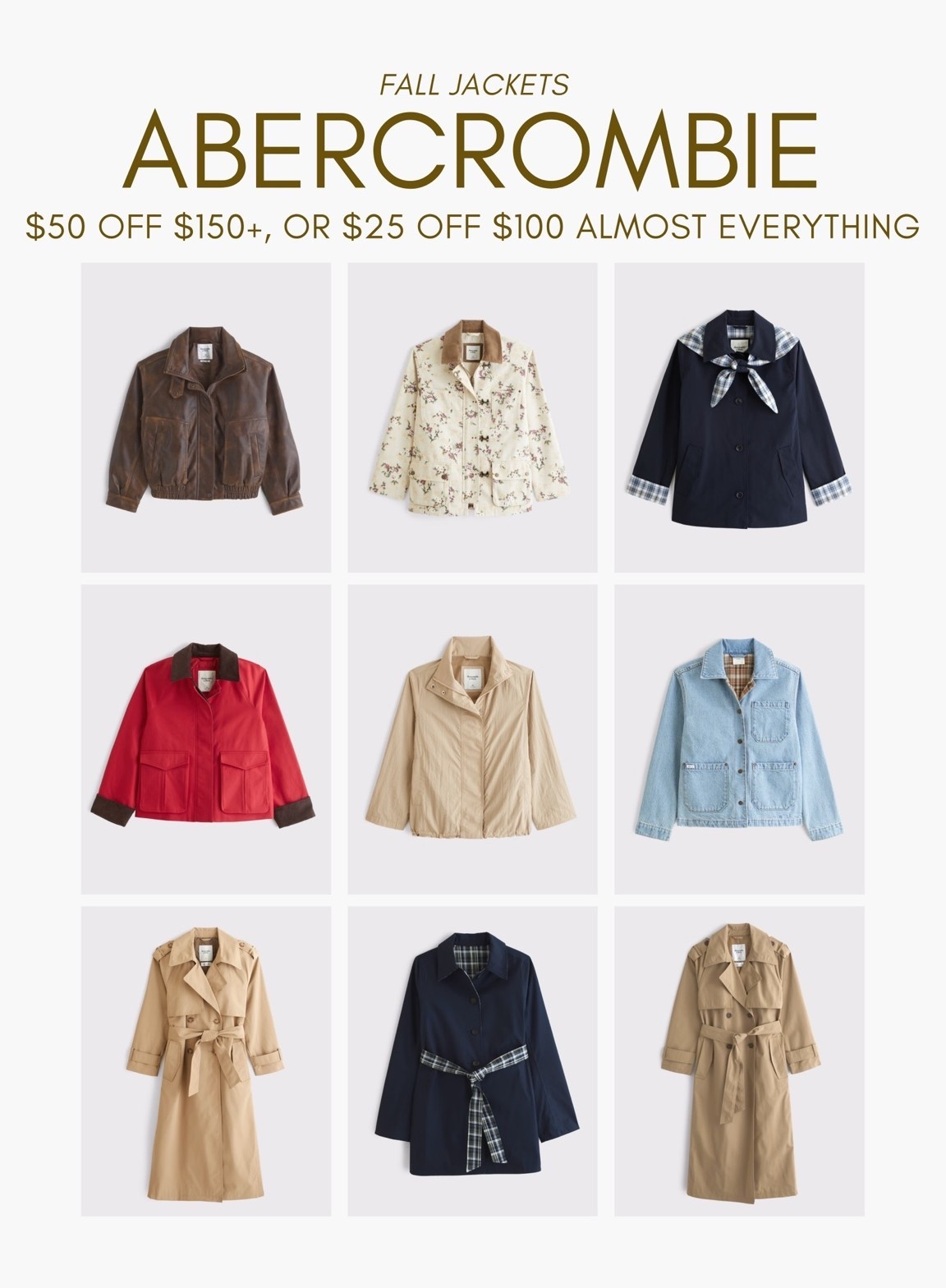 [7/30/26] new arrivals + fall jackets on sale @abercrombie | *Offer valid in stores and online July 30, 2026 to August 2, 2026 in US/CA. Exclusions apply as indicated. Discount applied to subtotal before tax and shipping/handling at checkout.

#LTKPetite #LTKSaleAlert #LTKSeasonal