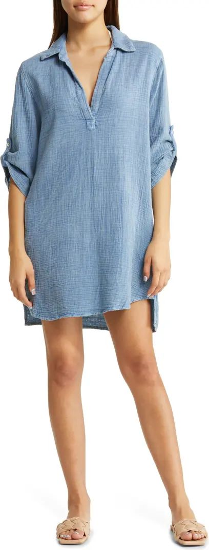 Johnny Collar Cotton Cover-Up Shirt | Nordstrom