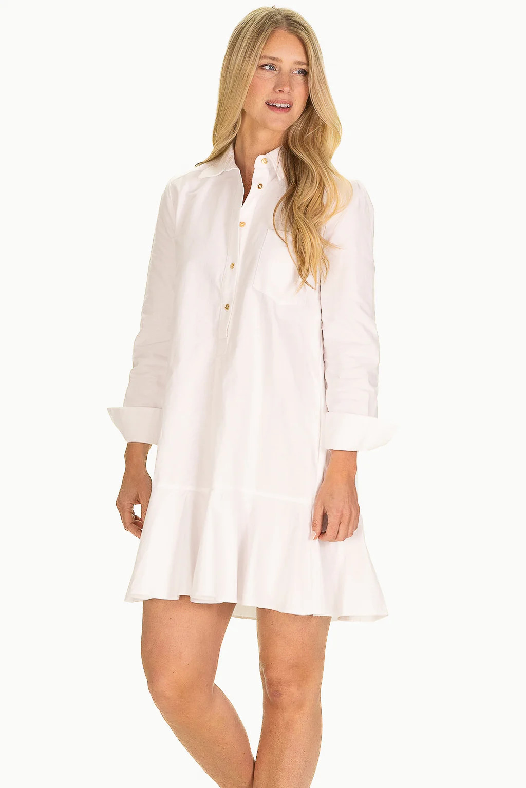 The Iris Dress in White Oxford | Duffield Lane