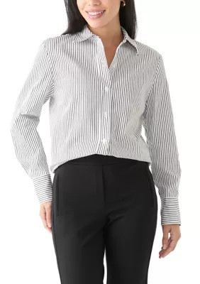 Anne Klein Women's Petite Long Sleeve Collared Button Front Shirt | Belk