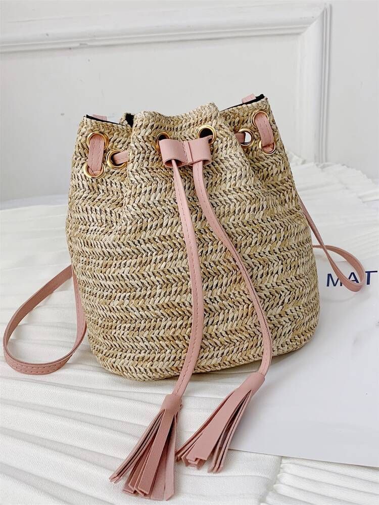 Vacation Design Drawstring Bucket Bag | SHEIN