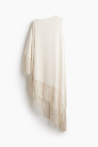 H & M - Fringed One-Shoulder Kaftan Dress - Cream | H&M (US + CA)