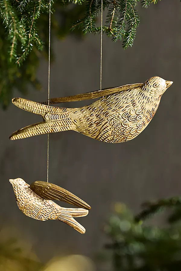 Golden Songbird Ornaments, Set of 2 | Terrain