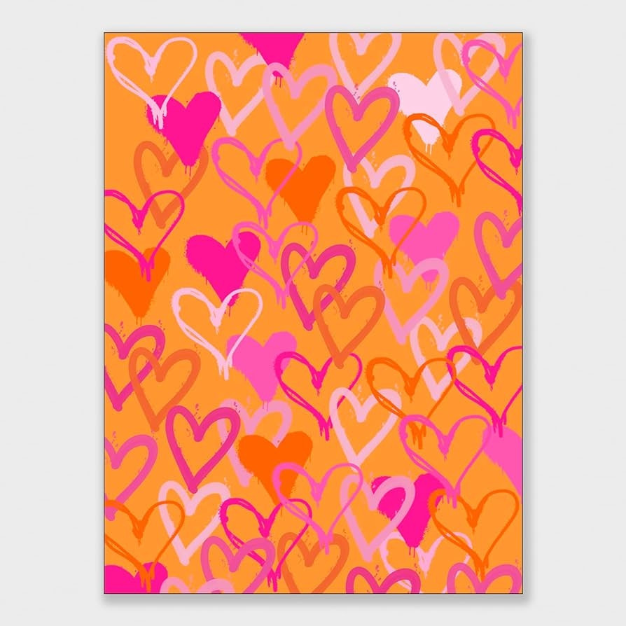 BNGFDV Funky Heart Watercolor Poster Canvas Wall Art for Home/Office/Bedroom Decor - Heart Love a... | Amazon (US)