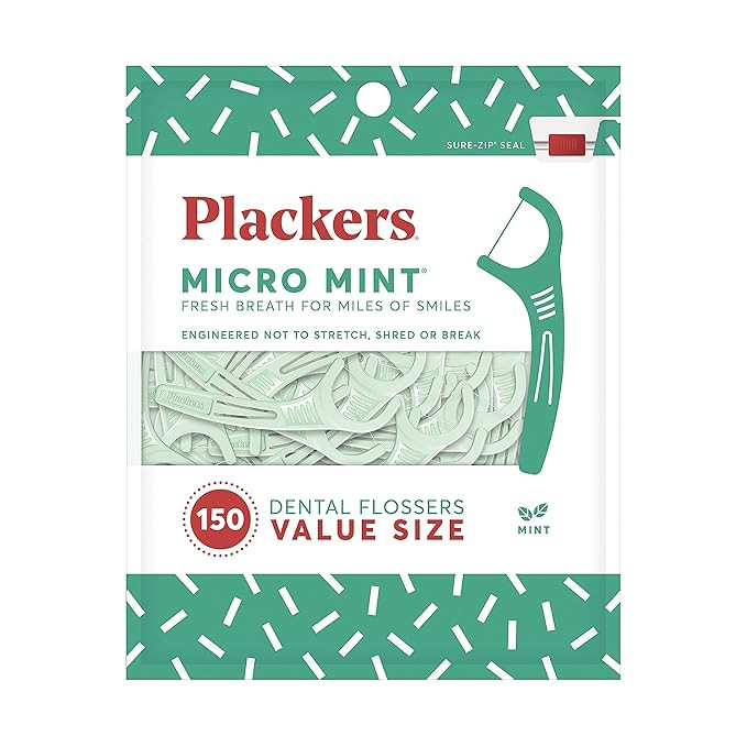 Plackers Micro Mint Dental Flossers, Fresh Mint Flavor, Fold-Out Toothpick, Super Tuffloss, Easy ... | Amazon (US)