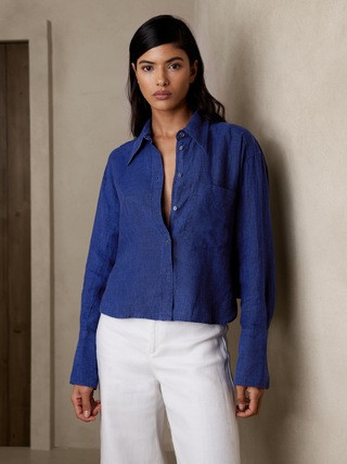 The Boxy Cropped Linen Shirt | Banana Republic (US)