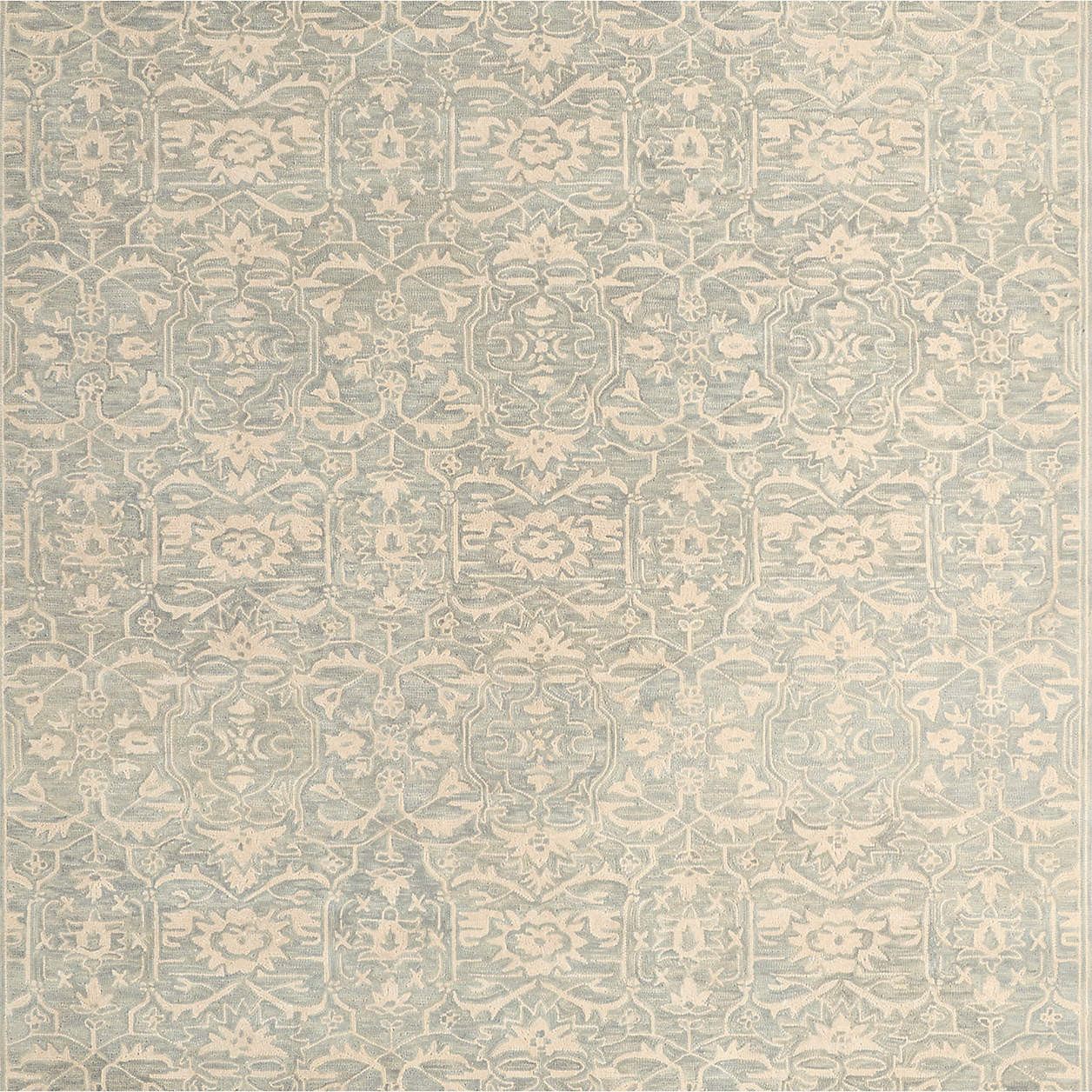 Rennes Wool Traditional Hand-Tufted Light Blue Area Rug 10'x14' | Crate & Barrel | Crate & Barrel