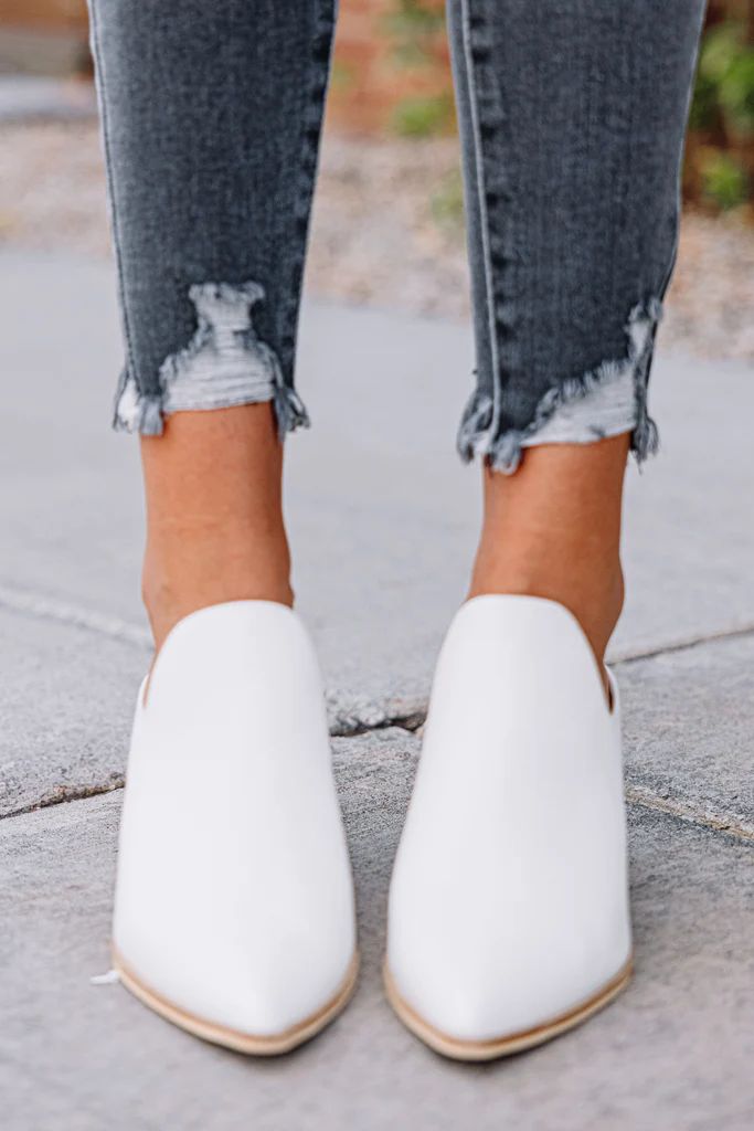 Feeling Fab White Heeled Mules | The Mint Julep Boutique