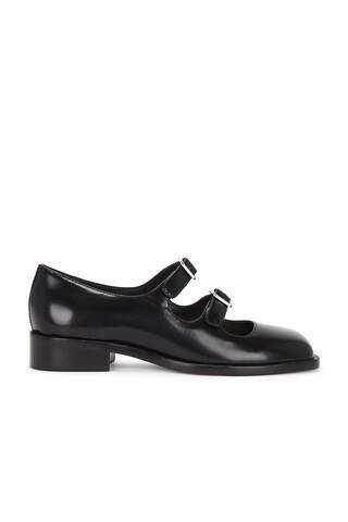 Sandy Liang Double Strap Mary Jane Flat in Black | FWRD 