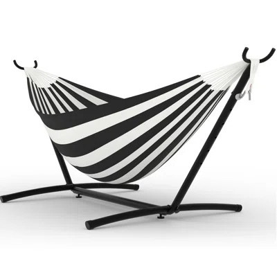 Heavy-Duty Double Hammock with Steel Stand – Portable, Space-Saving, 2 Person, 450 lbs Capacity, Soft Cotton, Quick Assembly, Indoor/Outdoor, Carry Ba | Wayfair North America