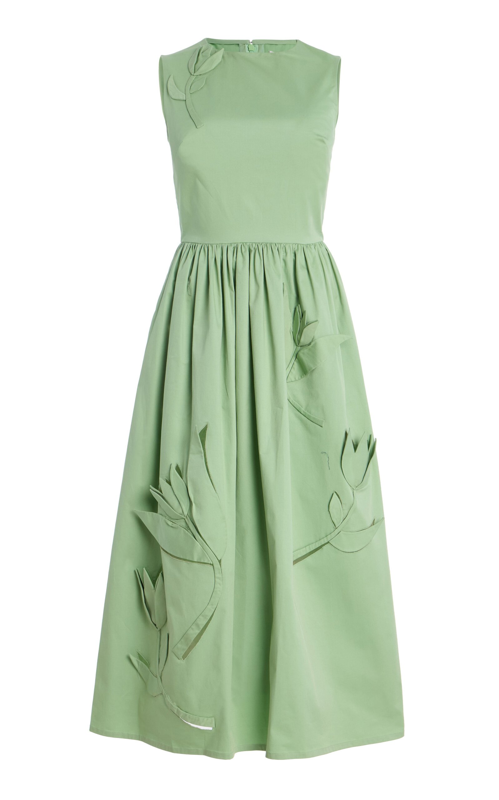 Exclusive Riviera Floral-Appliquéd Cotton Midi Dress | Moda Operandi (Global)