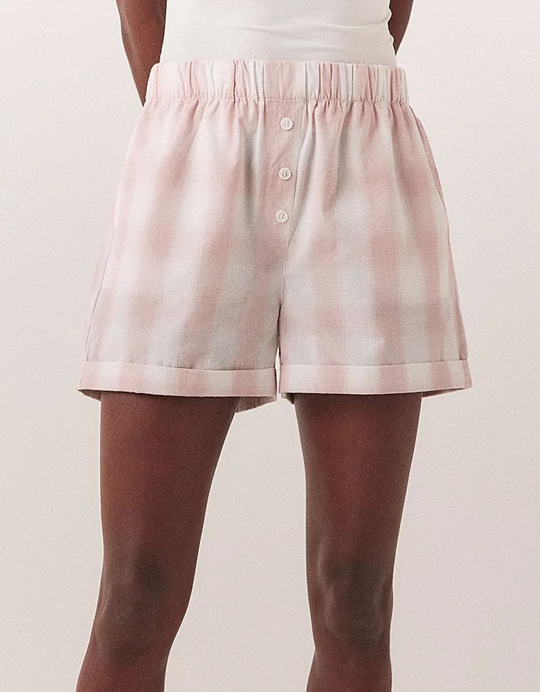 Organic Cotton Blurred Check Boxer Style Pyjama Shorts | The White Company (UK)