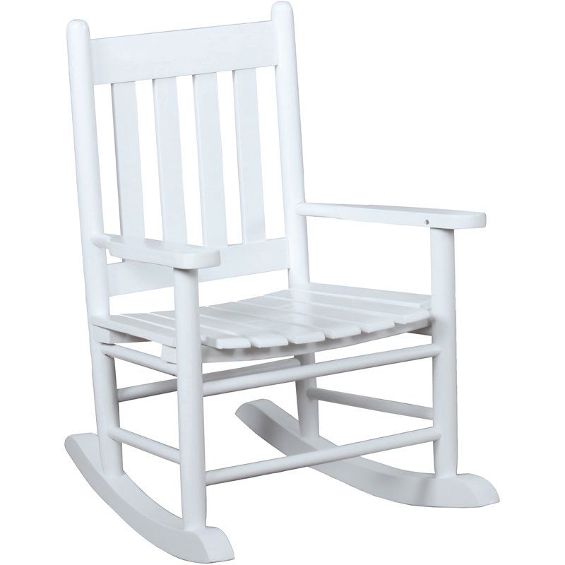 Coaster Slat Back Youth Rocking Chair in White | Cymax