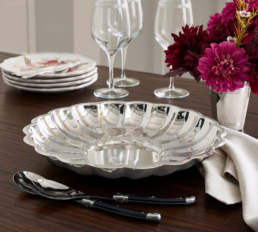 Heritage Silver Scalloped Serving Bowl | Pottery Barn (US)