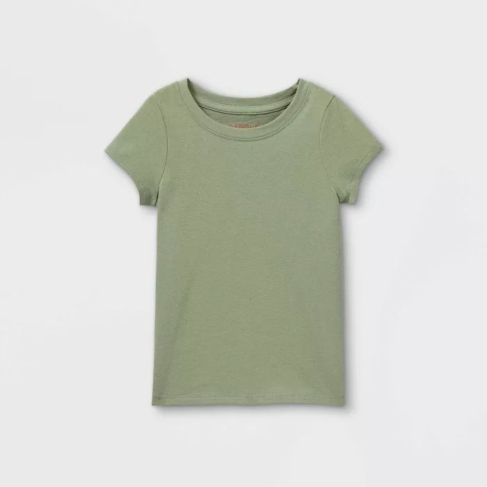 Toddler Girls&#39; Solid Short Sleeve T-Shirt - Cat &#38; Jack&#8482; Olive Green 5T | Target