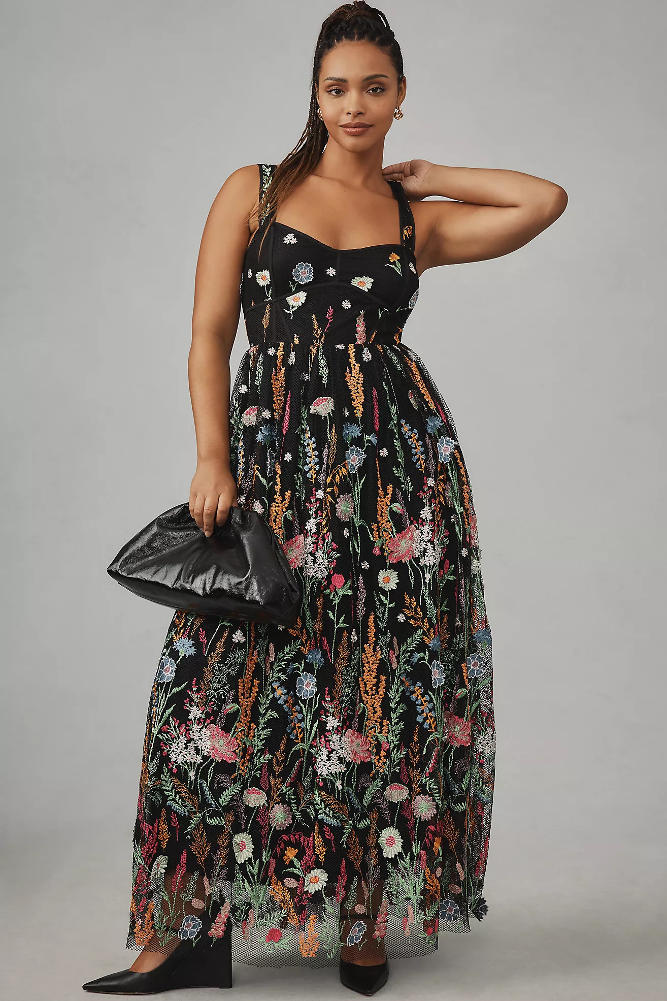 By Anthropologie Sheer Floral Embroidered Mesh Midi Dress | Anthropologie (US)