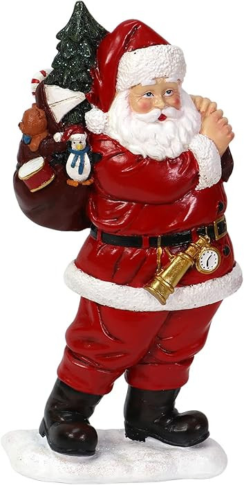 Santa Claus Figurines and Statues - Resin Santa Sculpture with Gift Bag for Mantle, Bookshelf, Ta... | Amazon (US)