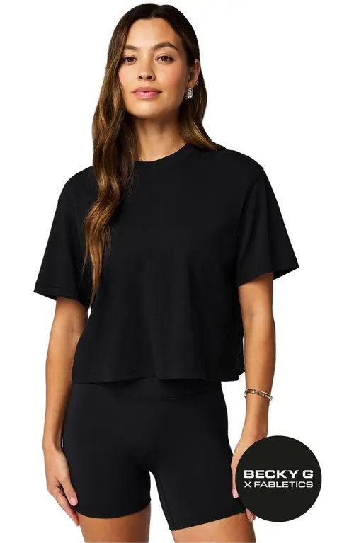 Fabletics Women's 100% Cotton Boxy Tee in Black at Nordstrom, Size Small | Nordstrom