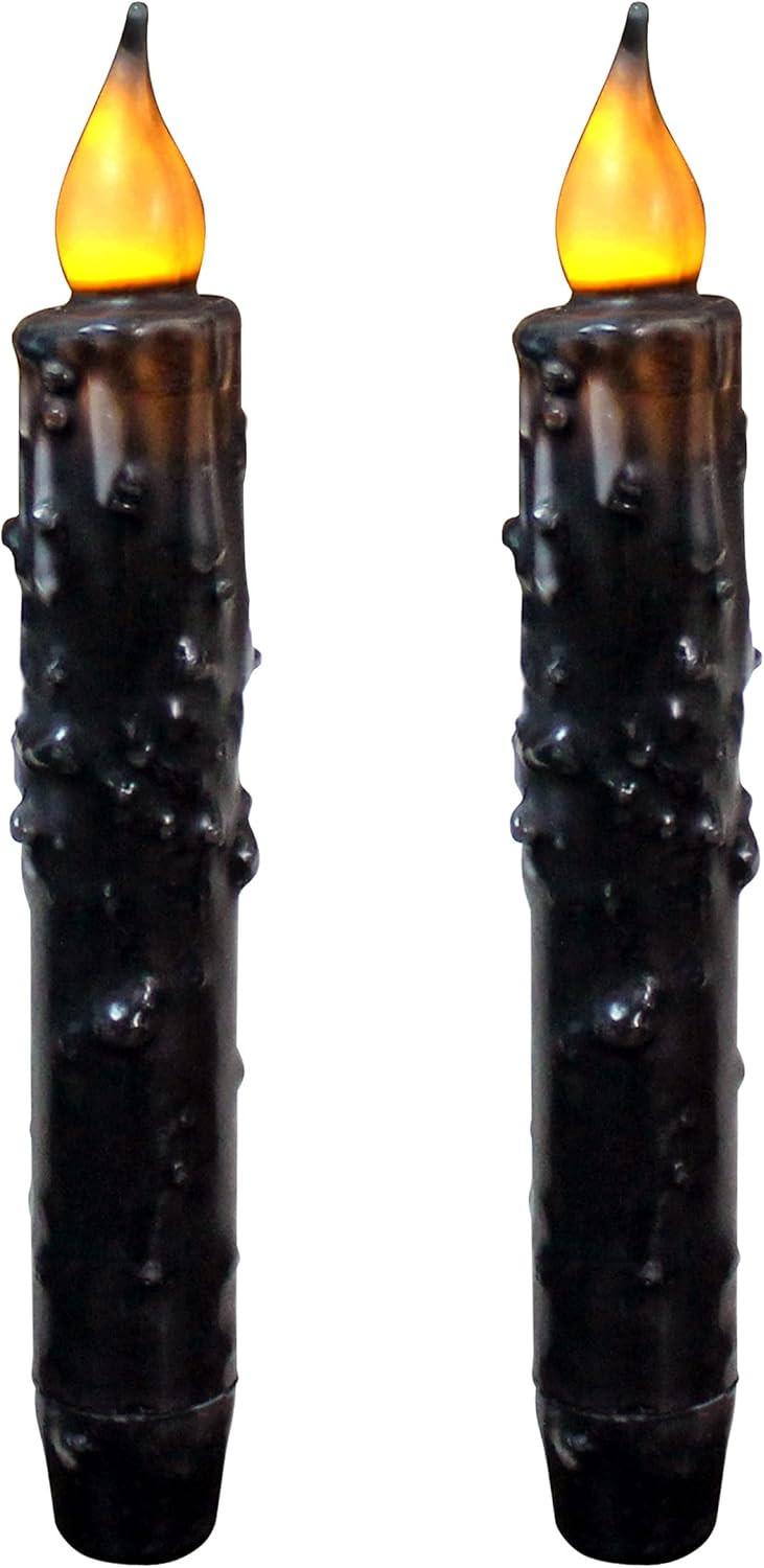 CVHOMEDECO. Real Wax Hand Dipped Battery Operated LED Timer Taper Candles Country Primitive Flame... | Amazon (US)