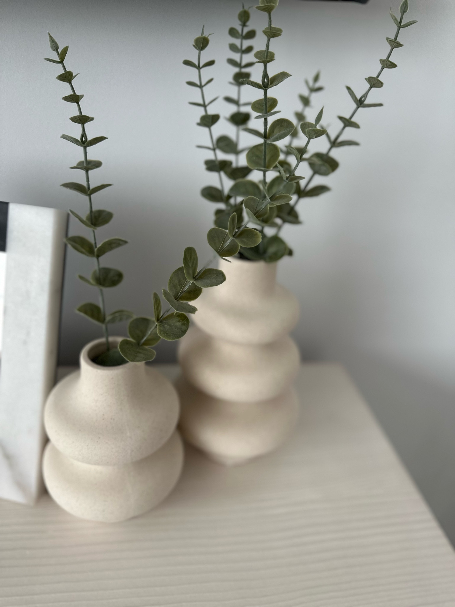 This is how I styled the ceramic vases with the eucalyptus! Simple yet enough. My touch of interior design ha! 
Home decor // styling vases 

#LTKSaleAlert #LTKHome