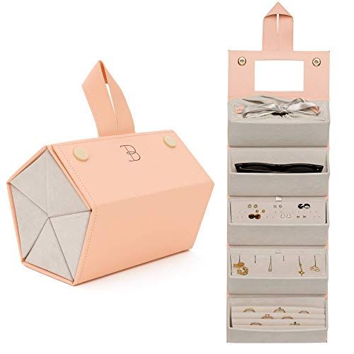 Travel Jewelry Organizer Jewelry Box – Luxurious, Compact Jewelry Travel Organizer w/ Necklace ... | Amazon (US)