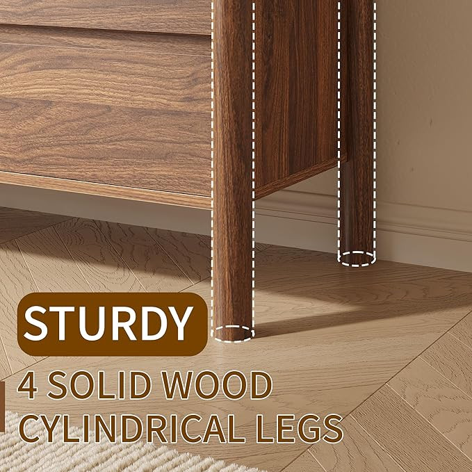 CHUWELL Walnut Dresser for Bedroom, 63" Wide Mid Century Modern Chest of Drawers with 9 Large Sto... | Amazon (US)