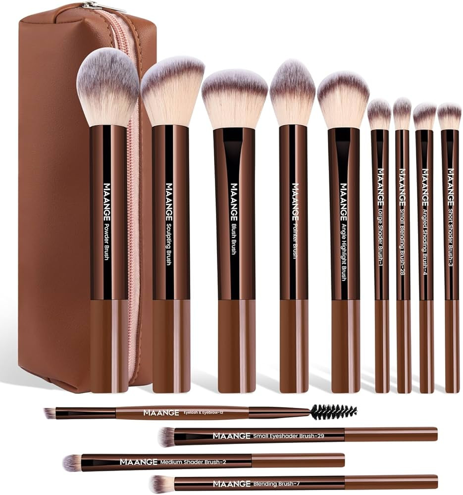 MAANGE 13 PCS Makeup Brushes Professional Make Up Brushes Premium Synthetic Powder Concealers Bru... | Amazon (US)
